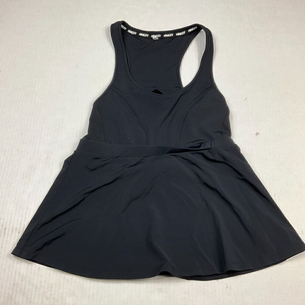 Rebecca Minkoff Workout Tank Top Black Sleeveless Cut Out Back Active M Medium